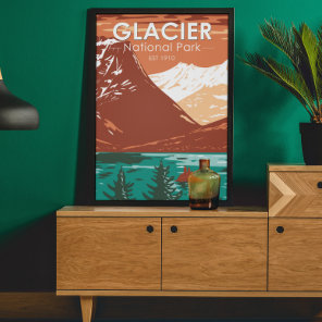 Glacier National Park Montana Vintage Poster