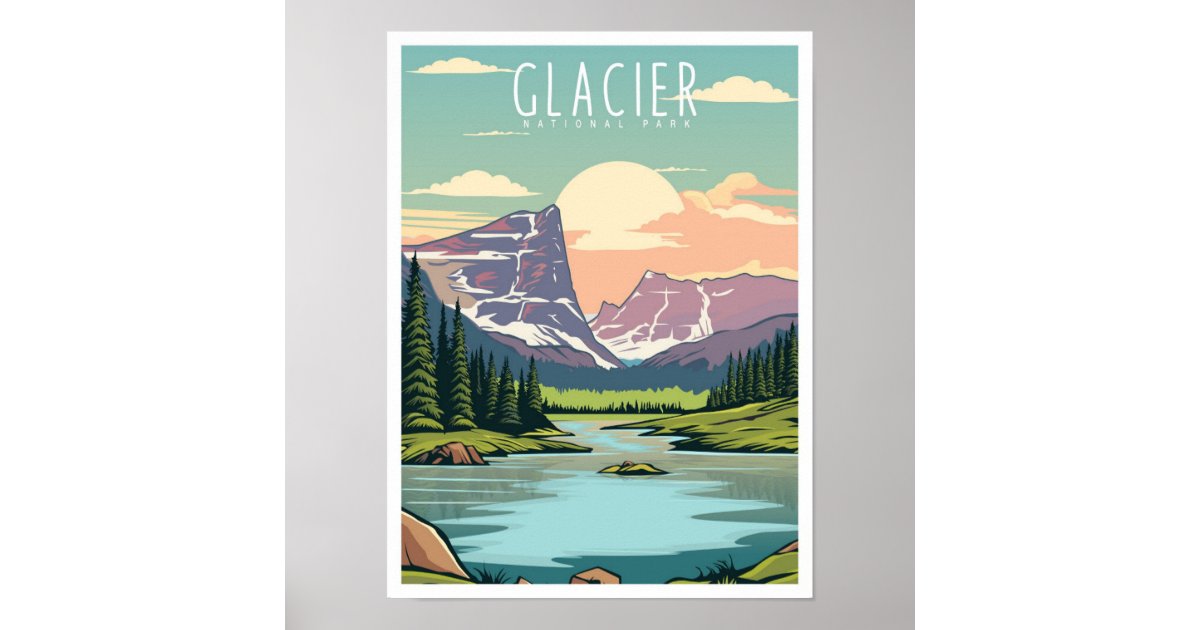 Glacier National Park Montana Vintage Travel Poster | Zazzle