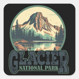 Glacier National Park Montana Vintage Travel Square Sticker