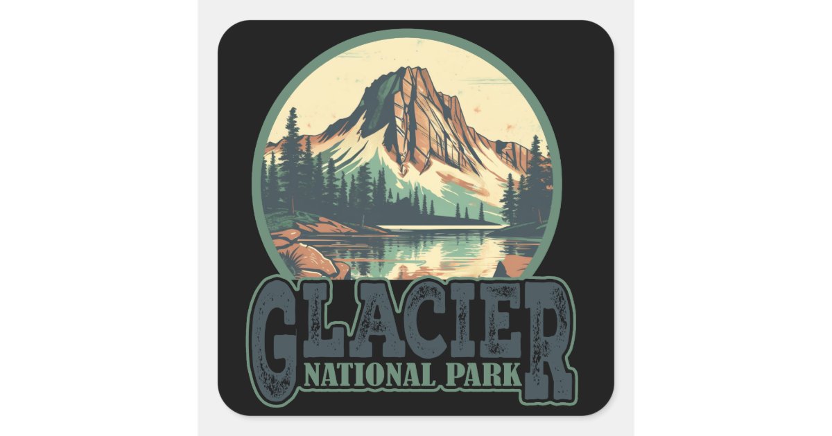 Glacier National Park Montana Vintage Travel Square Sticker | Zazzle