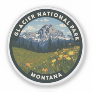 Glacier National Park Montana Vintage Travel Sticker