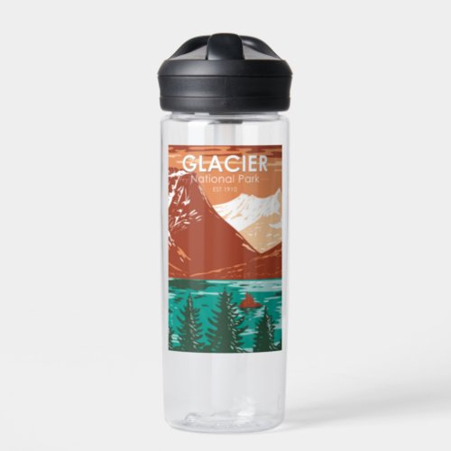 Glacier National Park Montana Vintage Water Bottle