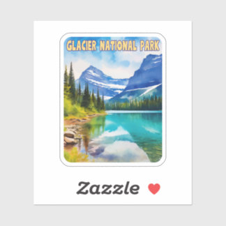 Glacier National Park Montana Watercolor Sticker