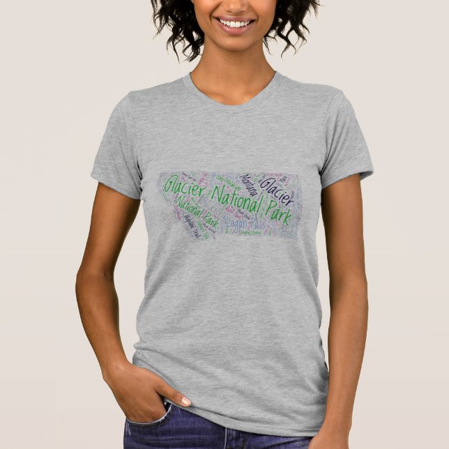 Glacier National Park Montana word art shirt (Front)