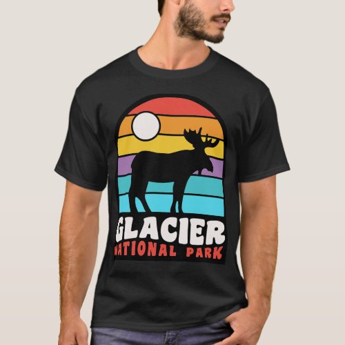 Glacier National Park Moose Badge T_Shirt