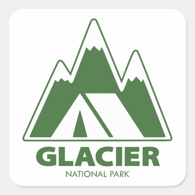 Glacier National Park Mountains Camping Square Sticker (Front)