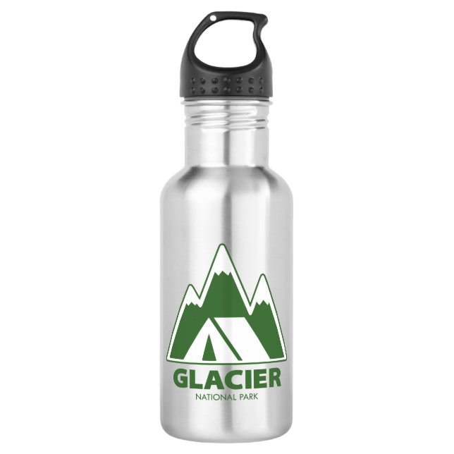 Glacier National Park Mountains Camping Stainless Steel Water Bottle (Front)