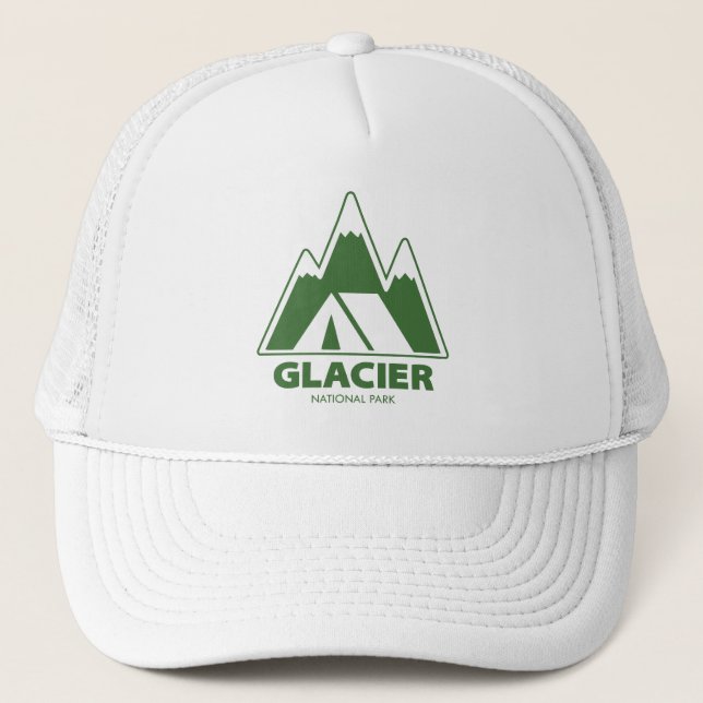 Glacier National Park Mountains Camping Trucker Hat (Front)