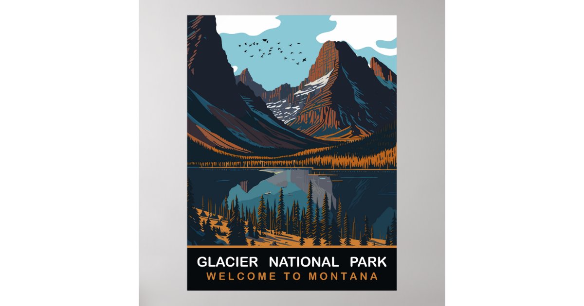 Glacier National Park, MT, Vintage Travel Poster | Zazzle