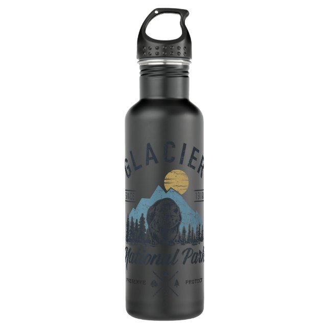 Glacier National Park novlelty Road trip Montana   Stainless Steel Water Bottle (Front)