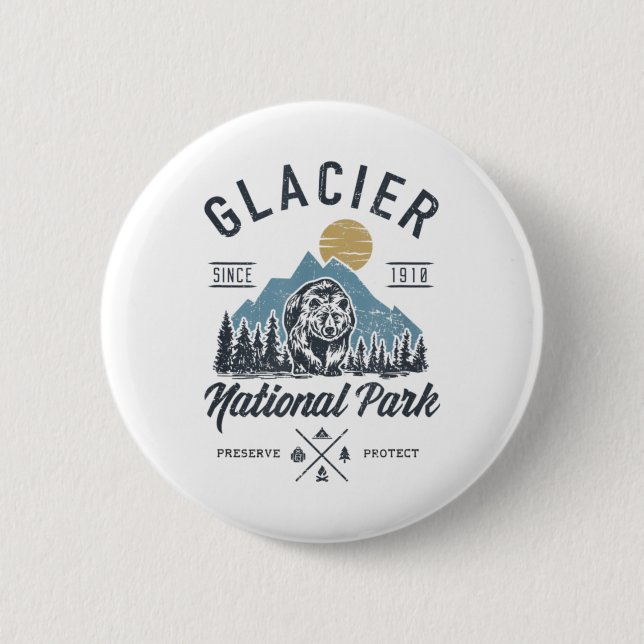 Glacier National Park novlelty Road trip Montana T Button (Front)