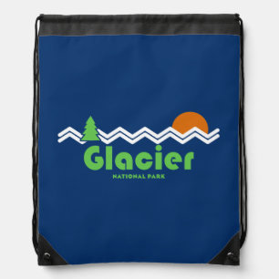 Glacier National Park Retro Drawstring Bag