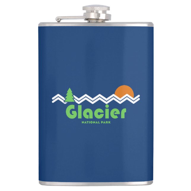 Glacier National Park Retro Flask (Front)