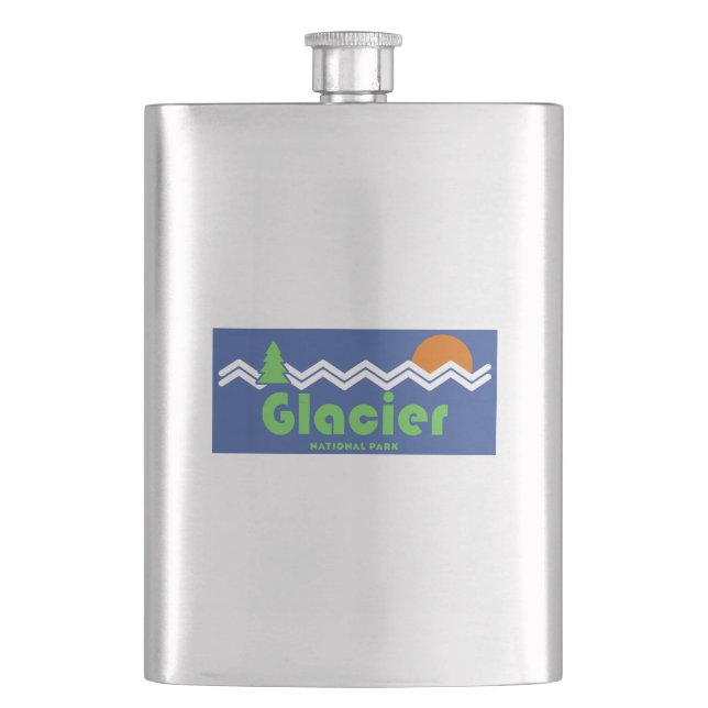 Glacier National Park Retro Flask (Front)