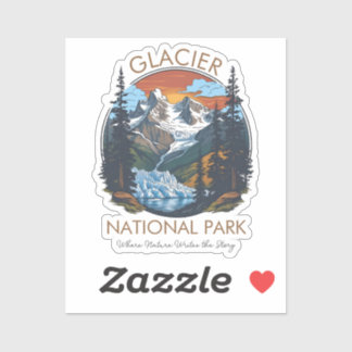 Glacier National Park Retro Mountain Sticker