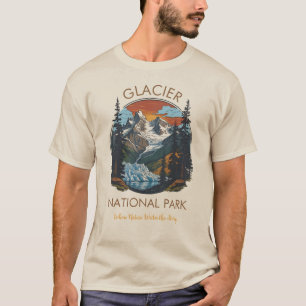 Glacier National Park Retro Mountain T-Shirt