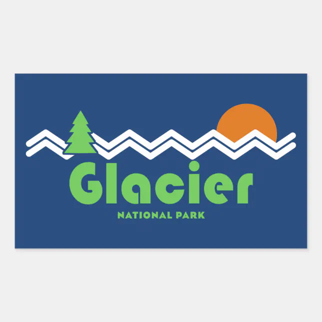 Glacier National Park Retro Rectangular Sticker | Zazzle