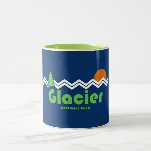 Glacier National Park Retro Two-Tone Coffee Mug (Center)