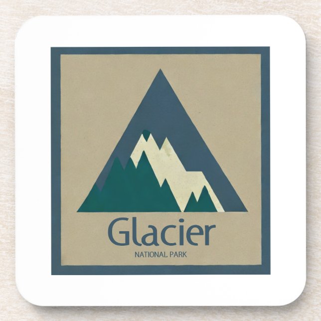Glacier National Park Rustic Beverage Coaster (Front)
