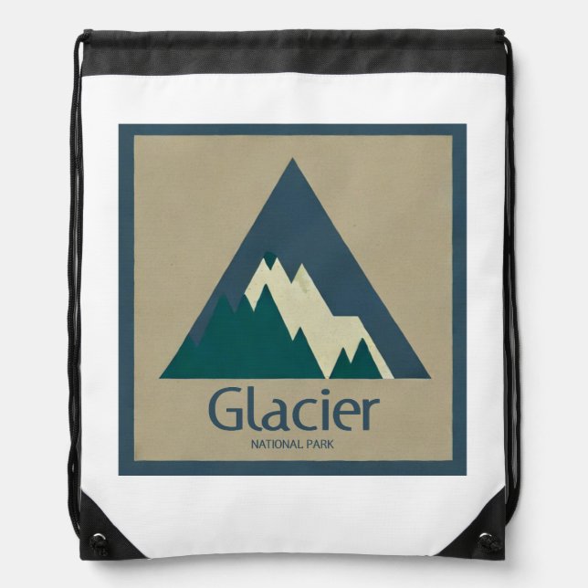 Glacier National Park Rustic Drawstring Bag (Front)