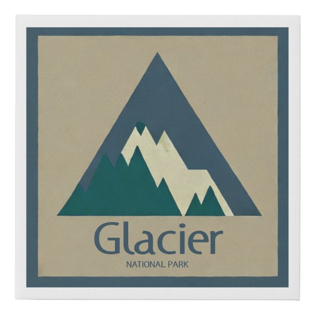 Glacier National Park Rustic Faux Canvas Print (Front)