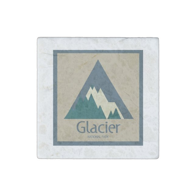 Glacier National Park Rustic Stone Magnet (Front)