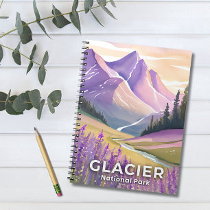 Glacier National Park Spring Lavender Watercolor Notebook