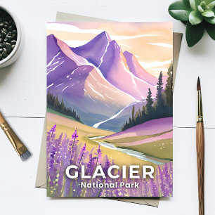 Glacier National Park   Spring Lavender Watercolor Postcard