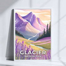 Glacier National Park | Spring Lavender Watercolor