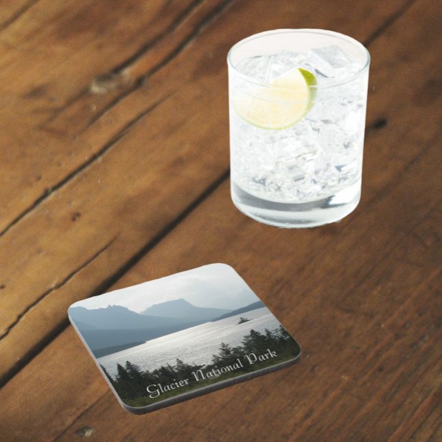 Glacier National Park St Mary Lake Beverage Coaster (In Situ)