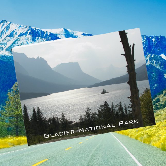 Glacier National Park St Mary Lake Travel Postcard (In Situ Road)