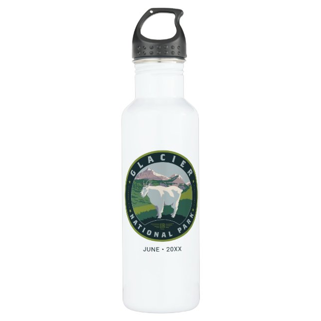 Glacier National Park Stainless Steel Water Bottle (Front)