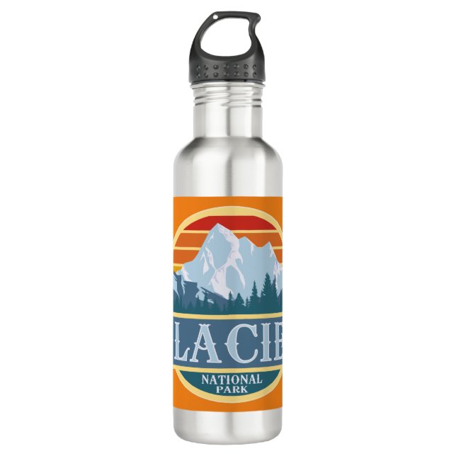Glacier National Park Stainless Steel Water Bottle (Front)