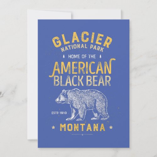 Glacier National Park T Shirt Vintage Montana Bear Invitation