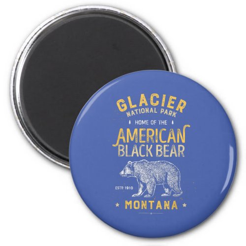 Glacier National Park T Shirt Vintage Montana Bear Magnet