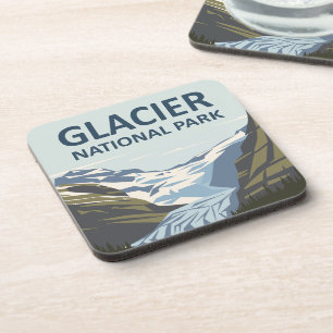 Glacier National Park Travel Art Beverage Coaster