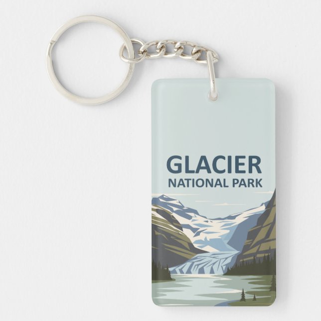 Glacier National Park Travel Art Keychain (Front)