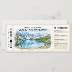 Glacier National Park Trip Boarding Pass Ticket Invitation