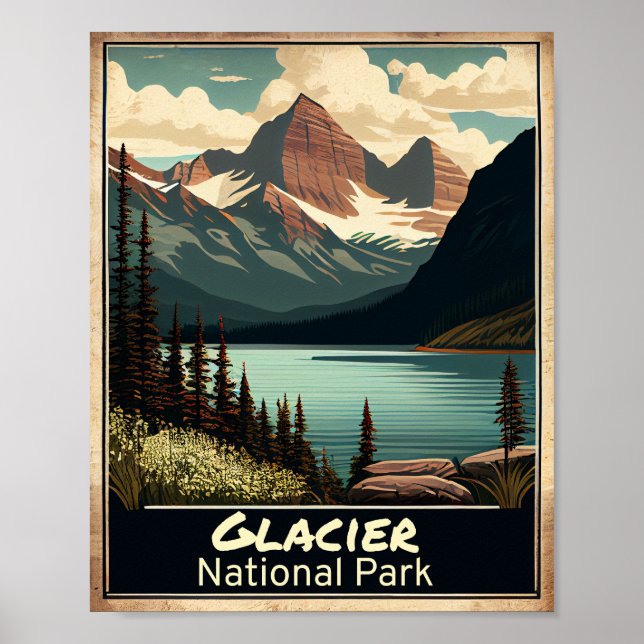 Glacier National Park Vintage Poster (Front)