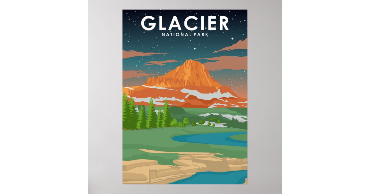 Glacier National Park Vintage Travel Poster | Zazzle