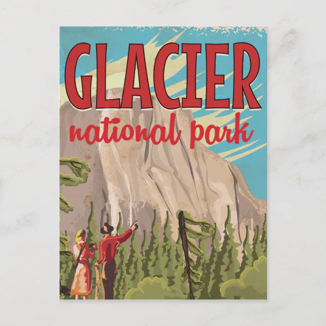 Glacier National Park vintage travel poster. Postcard | Zazzle