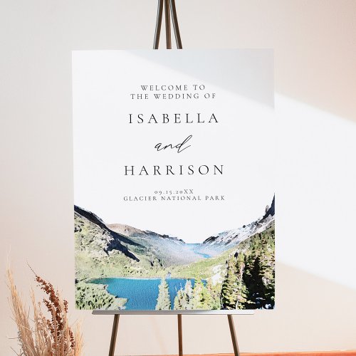 GLACIER NATIONAL PARK Watercolor Wedding Welcome Foam Board