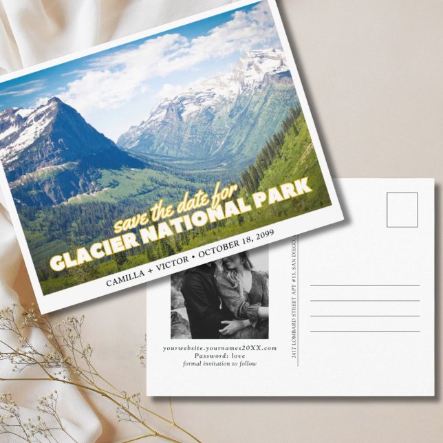 Glacier National Park Wedding Save the Date Postcard (Glacier National Park Wedding Save the Date Postcard)