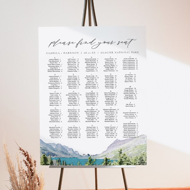 GLACIER NATIONAL PARK Wedding Seating Chart Foam Board (Creator Uploaded)