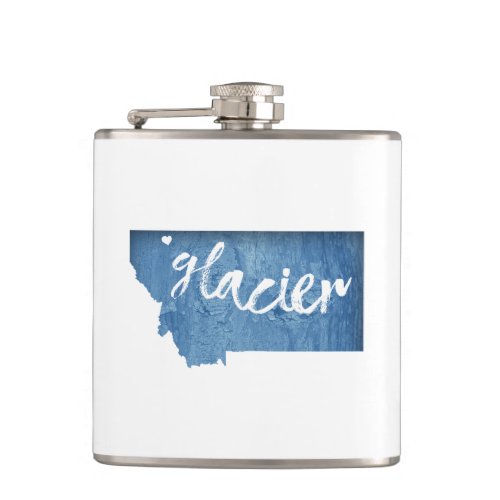 Glacier National Park Wood Grain Flask