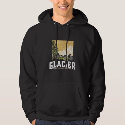 Glacier National Park WPA Style Vintage Montana Mo Hoodie
