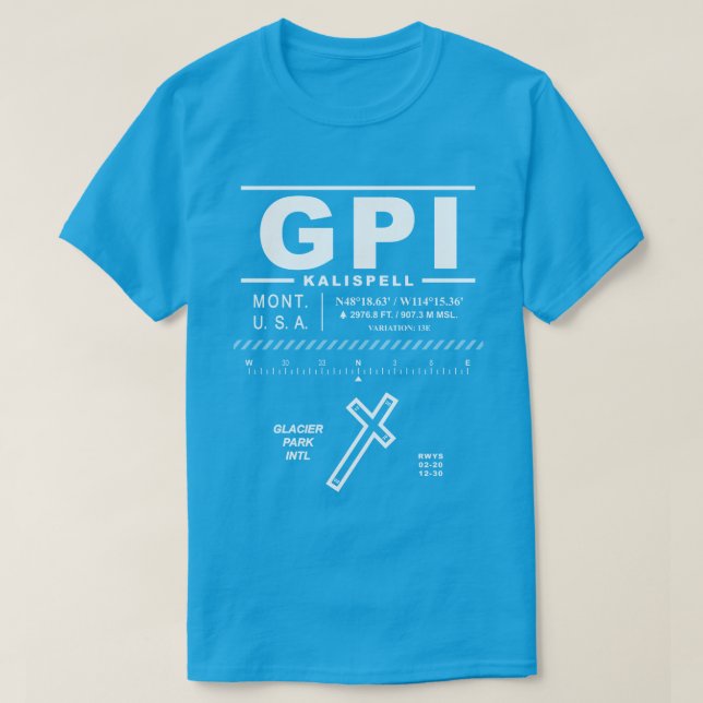 Glacier Park International Airport GPI T-Shirt (Design Front)