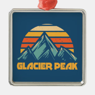 Glacier Peak Retro Turquoise Metal Ornament