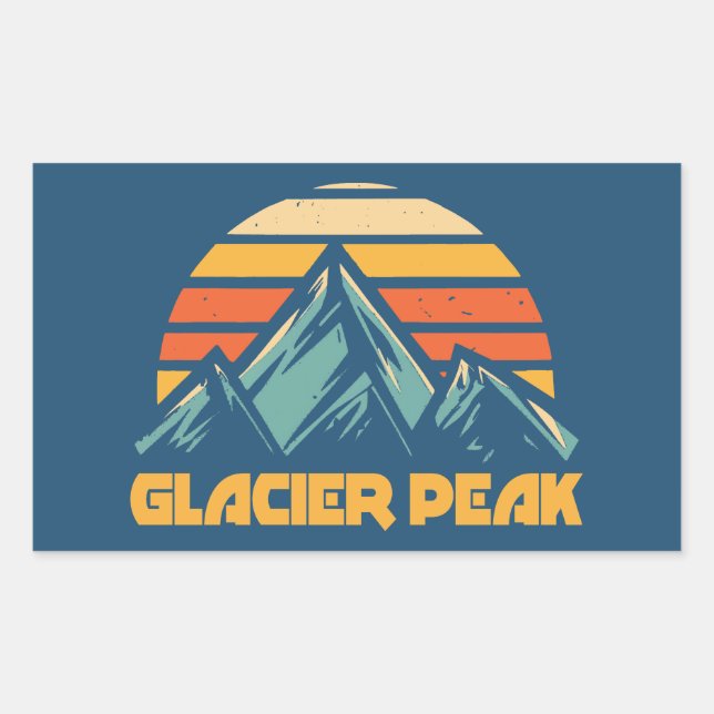Glacier Peak Retro Turquoise Rectangular Sticker (Front)