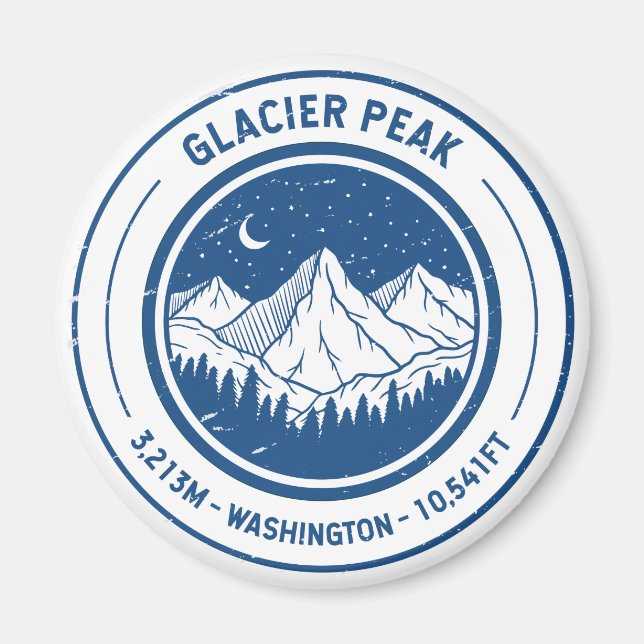 Glacier Peak Washington Hiking Skiing Travel Magnet (Front)